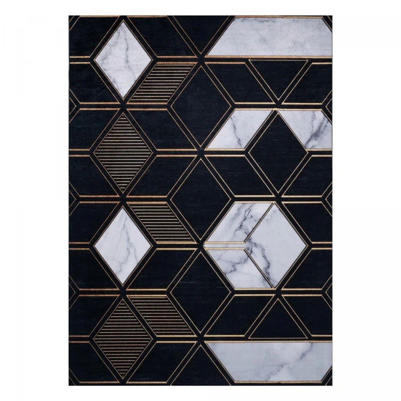 Tapis de Cuisine Noir Kilim Imprimé 3 80x150 cm – Royaume du Tapis