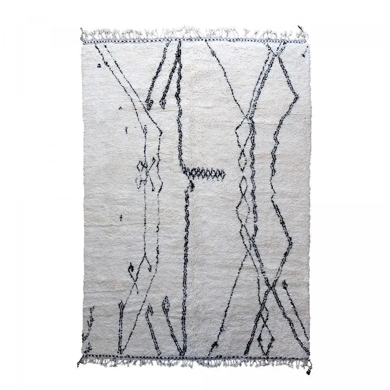 Tapis Beni Ouarain Crème en Laine 250x355 cm – Royaume du Tapis