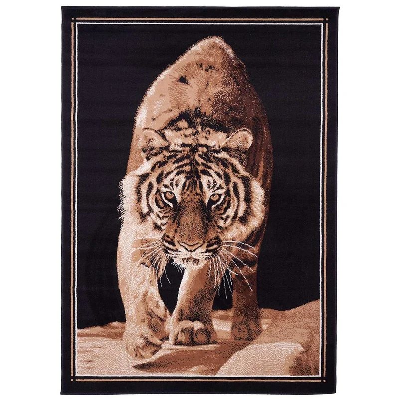 Tapis Noir Motif Tigre 120x170 cm – Royaume du Tapis