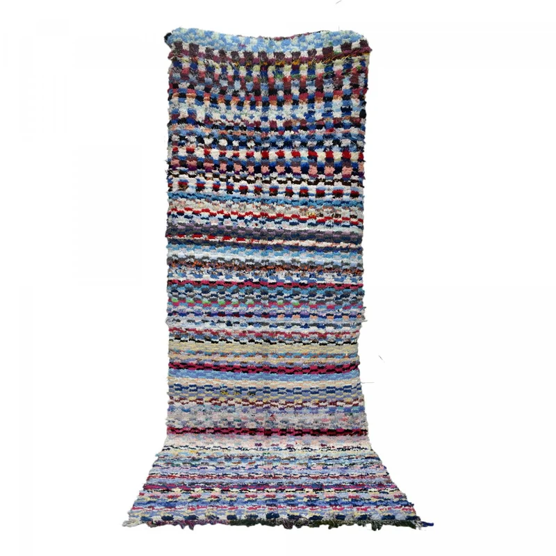 Tapis Boucharouite Multicolore en Tissu Recyclé 110x290 cm – Royaume du Tapis