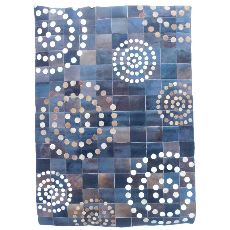 Tapis Bleu et Beige en Cuir Prestige 120x170 cm – Royaume du Tapis
