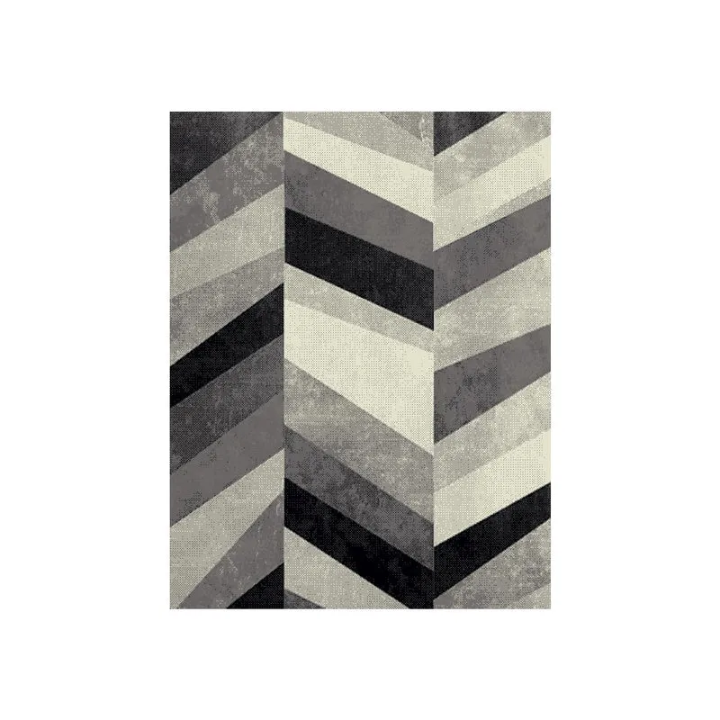 Tapis Gris Géométrique en Polypropylène 120x170 cm – Royaume du Tapis
