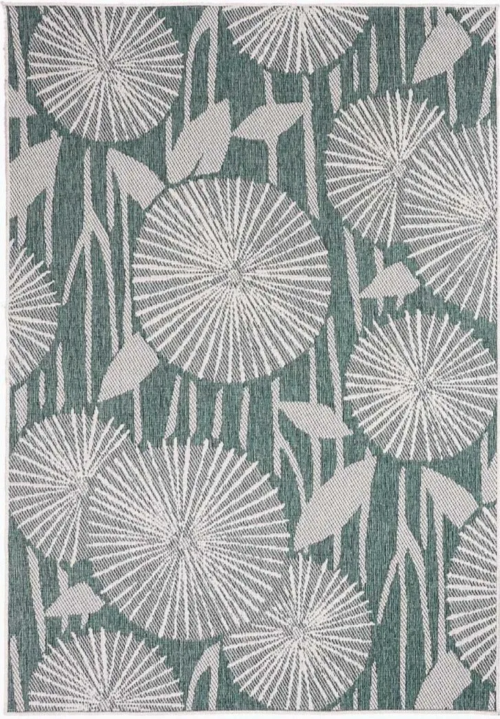Tapis d'Extérieur Vert et Crème Floral 200x290 cm – Royaume du Tapis