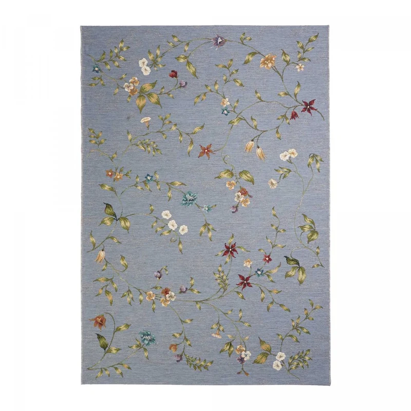 Tapis d'Extérieur Bleu Fleurie 123x180 cm – Royaume du Tapis