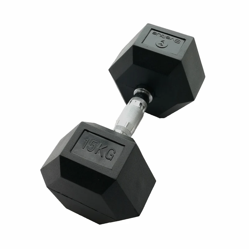 Haltère hexagonal caoutchouc 15Kg