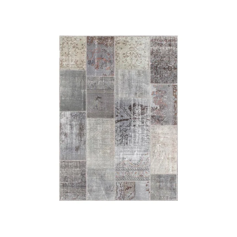 Tapis Kilim Gris Patchwork en Laine 120x170 cm – Royaume du Tapis