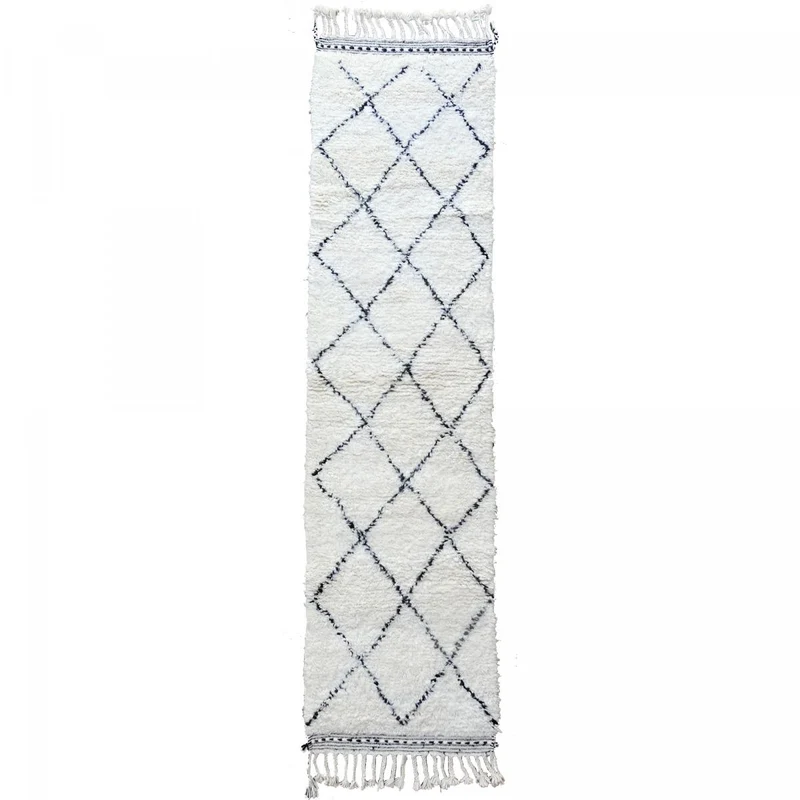 Tapis de Couloir Berbère Crème en Laine 80x310 cm – Royaume du Tapis