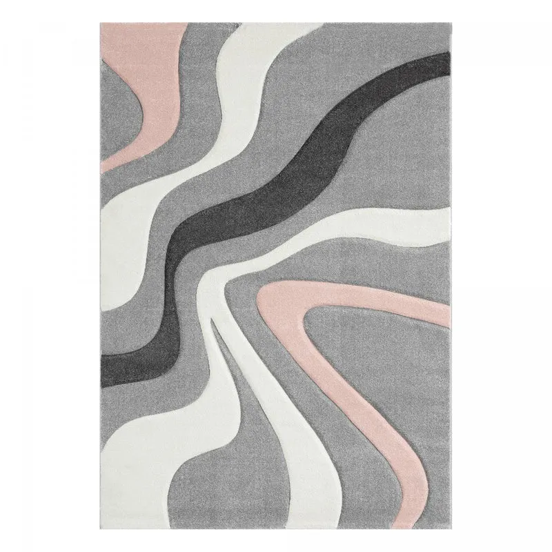 Tapis Rose Diamond Vagues en Polypropylène 120x170 cm – Royaume du Tapis
