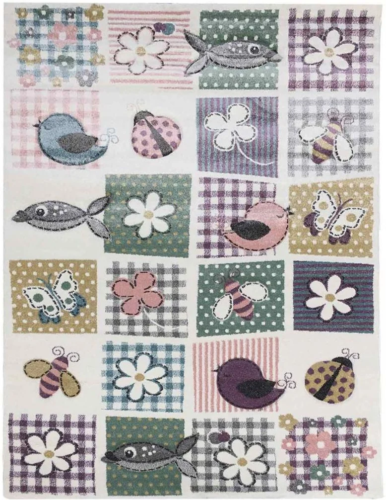 Tapis chambre enfant multicolore animaux WENTONE