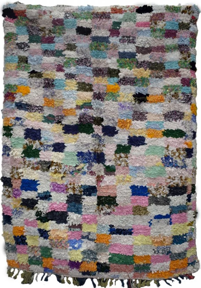 Tapis Berbère Multicolore en tissu recyclé BOUCHAROUTTE