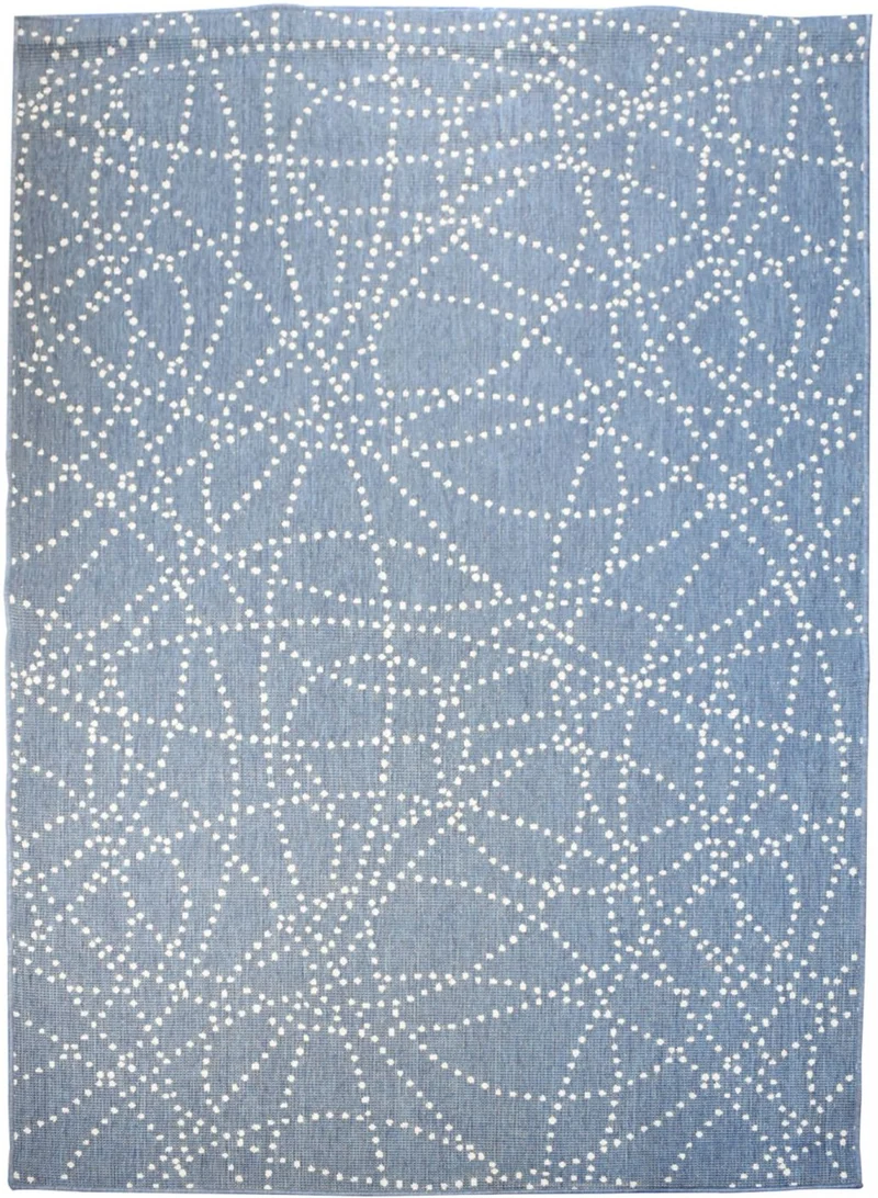Tapis Kilim Bleu intérieur extérieur graphique KATTEN