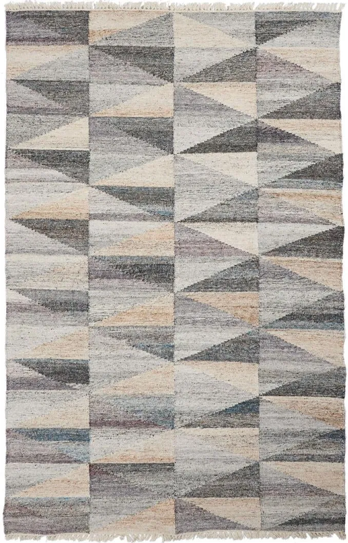 Tapis de Salon kilim inspiration Scandinave beige TRIANGLE