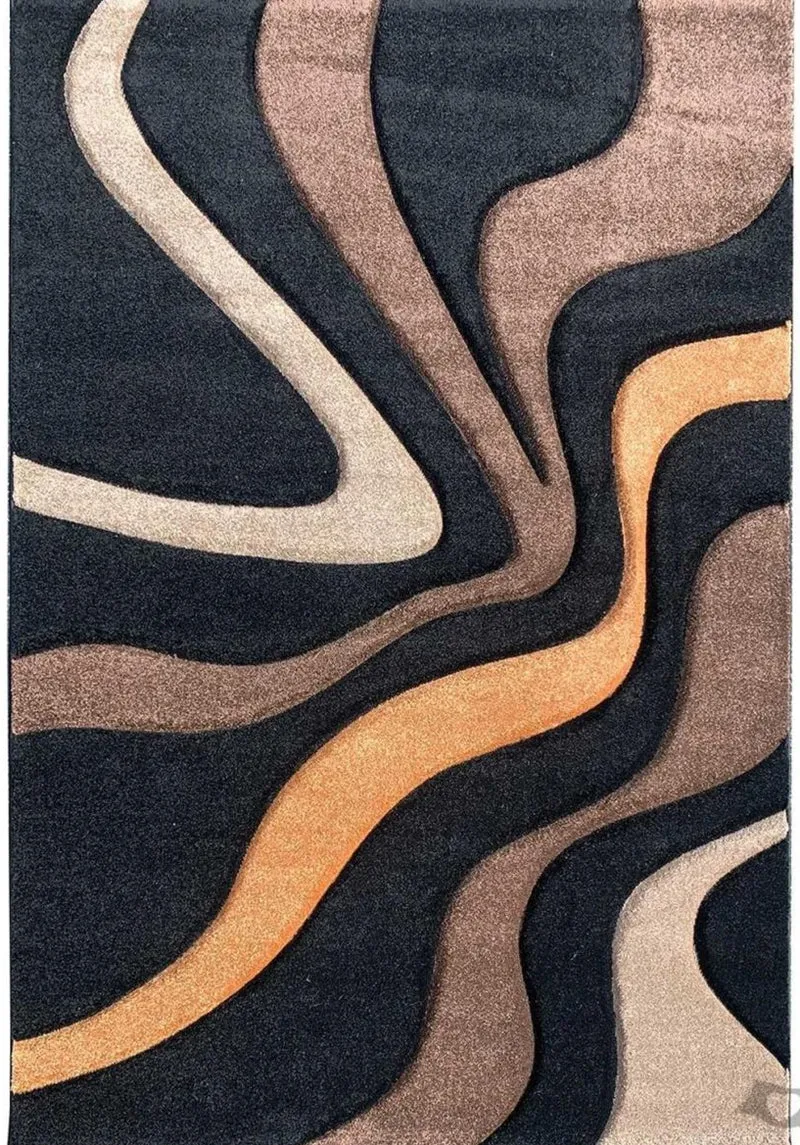 Tapis de salon Marron motif courbes VAGUES
