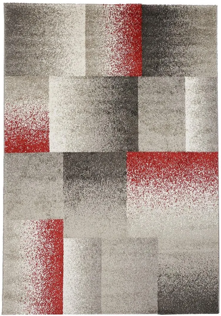Tapis de salon Graphique gris rouge DERBY