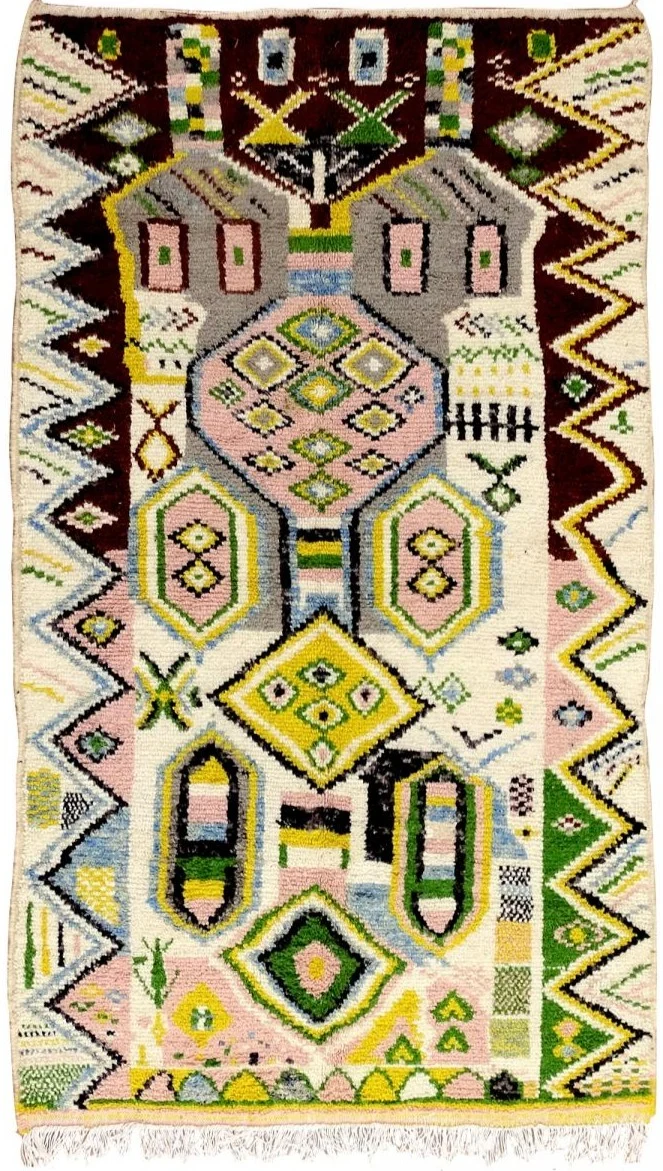 Tapis Berbère en laine multicolore noué main AZILAL