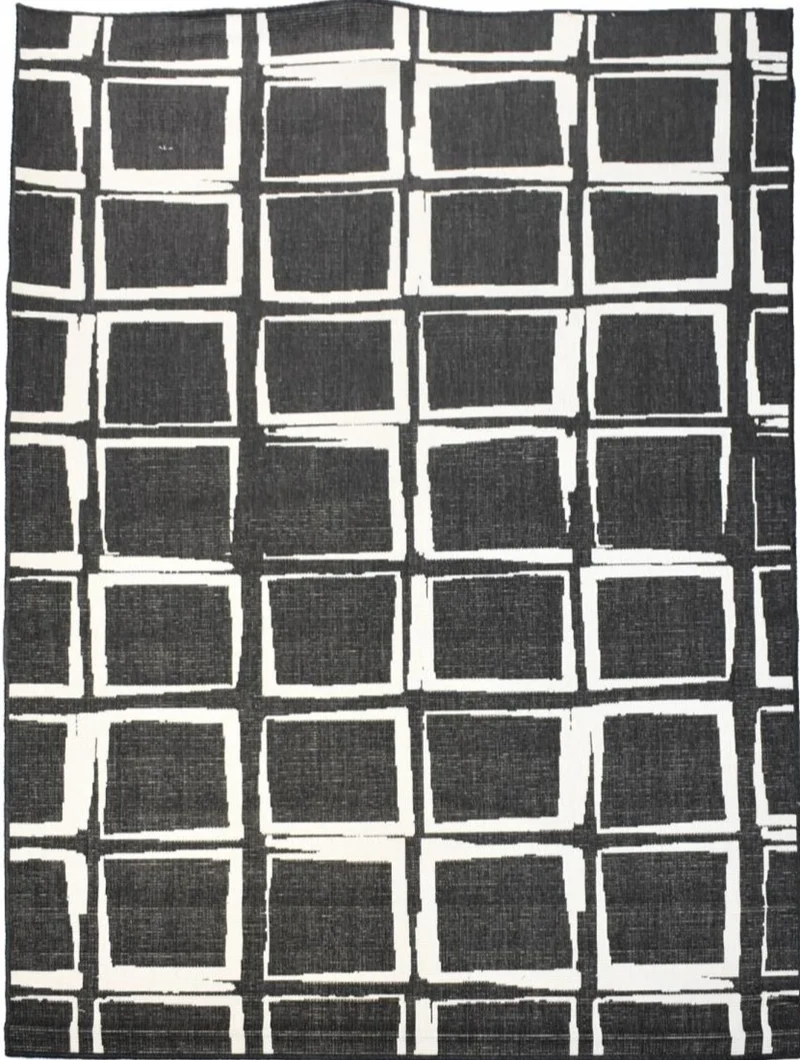 Tapis d'Extérieur Noir réversible kilim BOLER