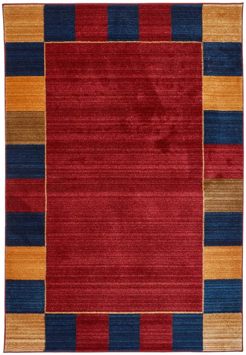 Tapis Rouge bordures multicolores CHOBAY