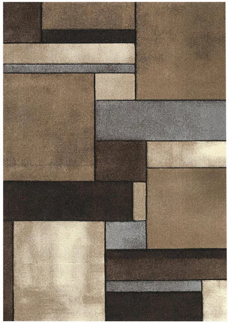 Tapis Graphique Marron de salon Oeko Tex BRILLANCE