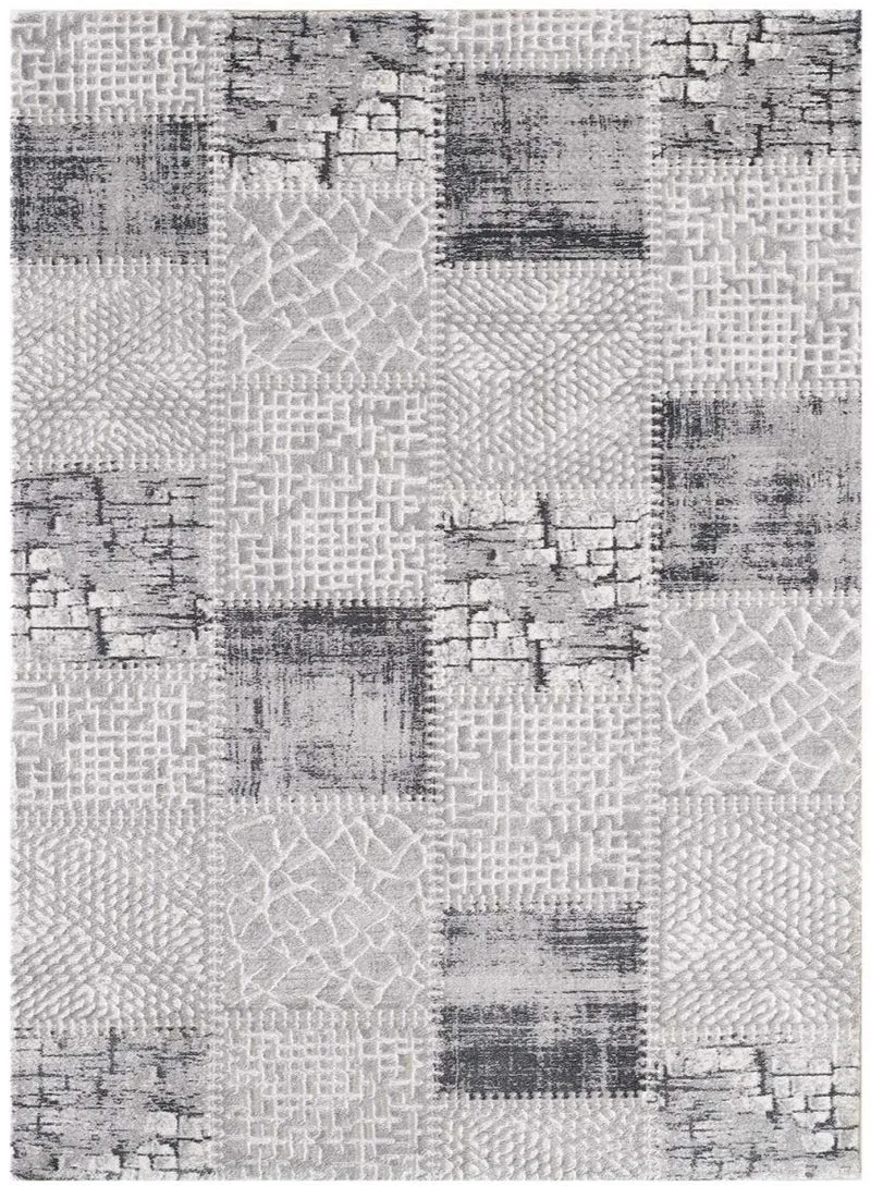 Tapis style patchwork gris KHY SILICA