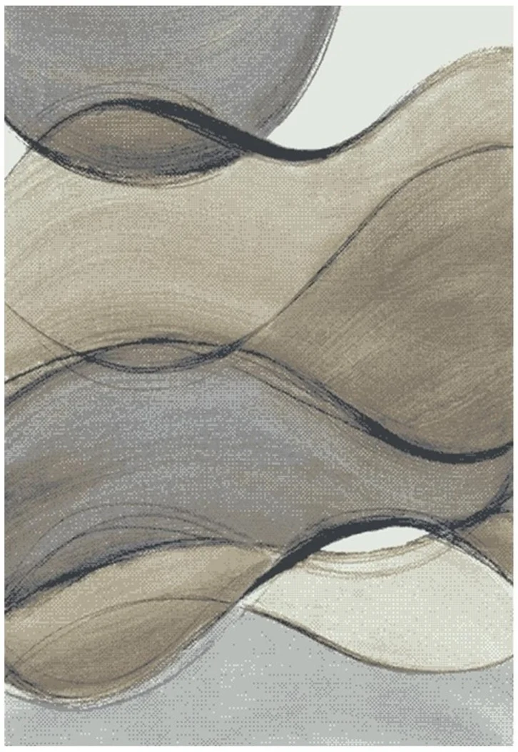 Tapis de salon Gris Oeko Tex motif VAGUES
