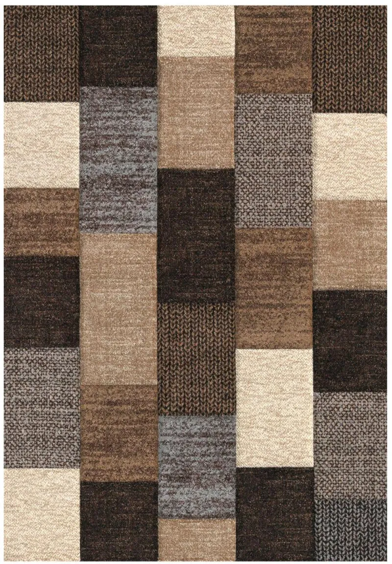 Tapis Marron style Patchwork de salon BELO