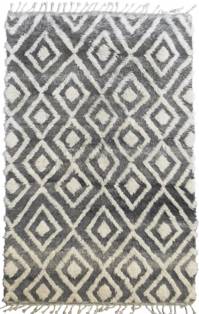Tapis Gris en laine inspiration Berbère PREMIUM