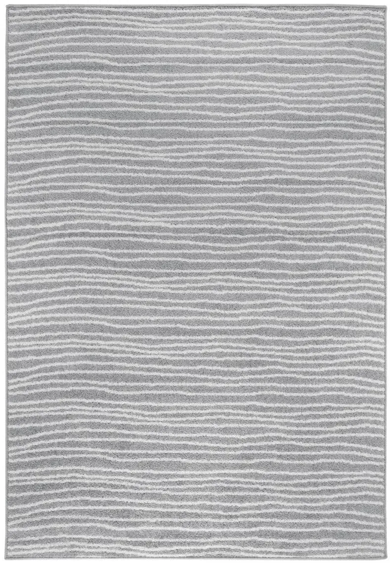 Tapis de salon gris motif rayé VAGLA