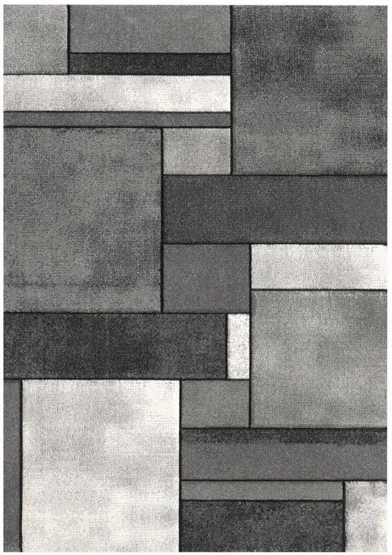 Tapis Graphique gris de salon Oeko Tex BRILLANCE