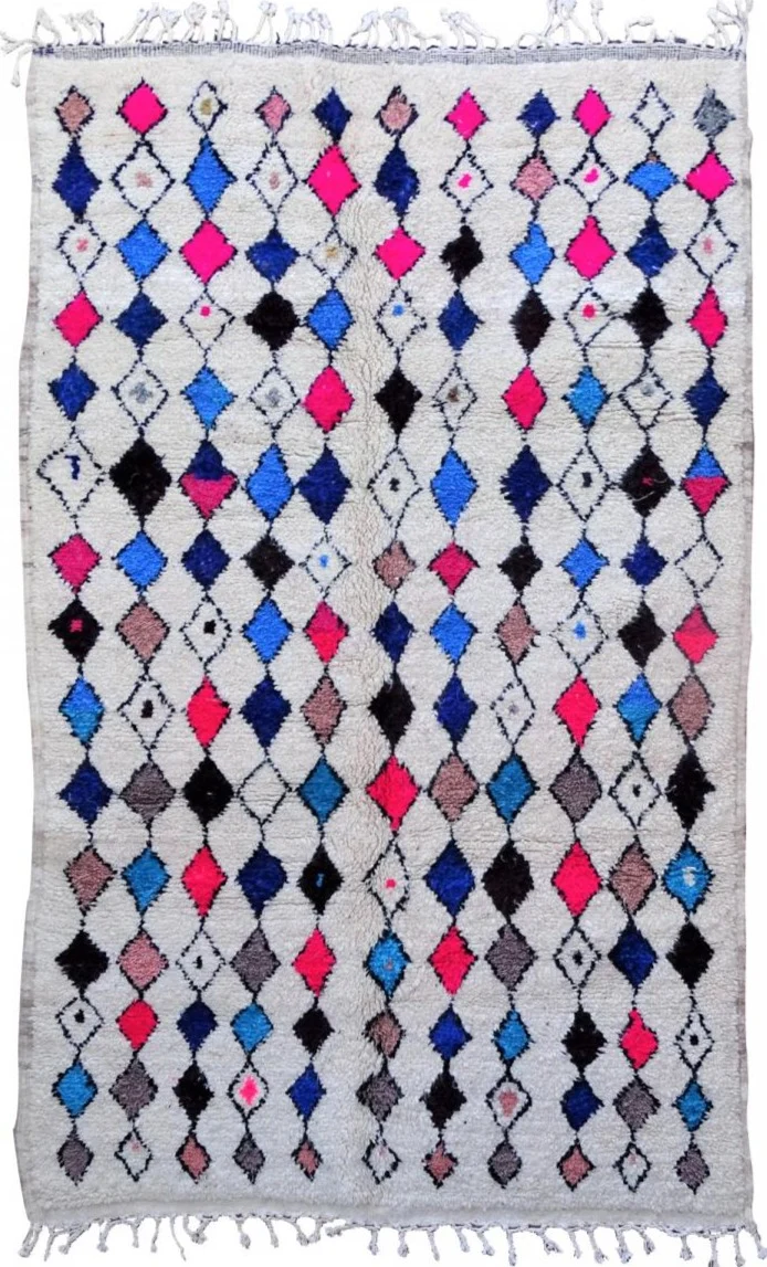 Tapis Berbère en laine noué main multicolore AZILAL