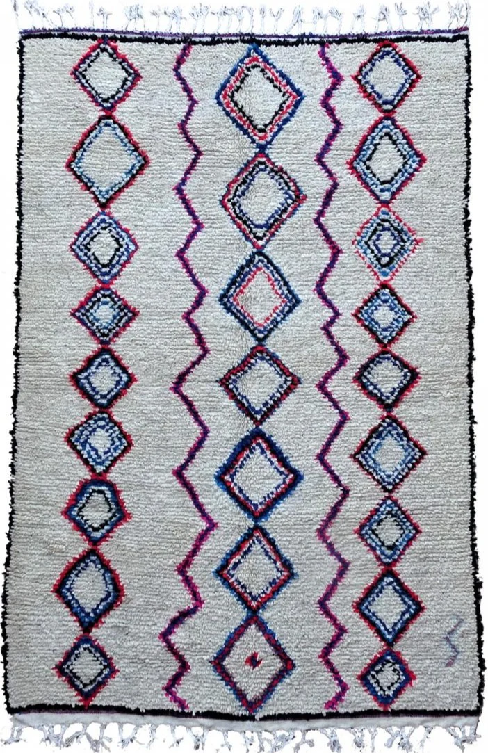 Tapis Berbère multicolore en laine noué main AZILAL