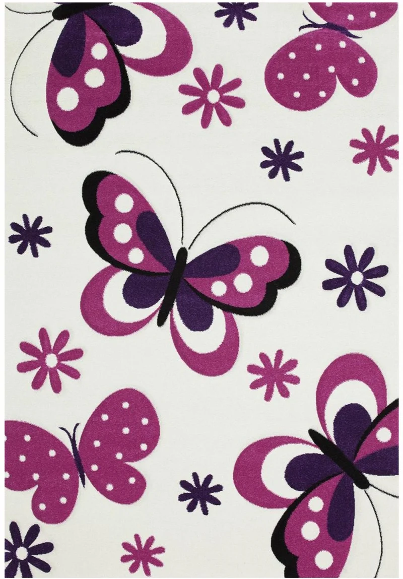 Tapis de Chambre Fille Violet doux PAPILLONS