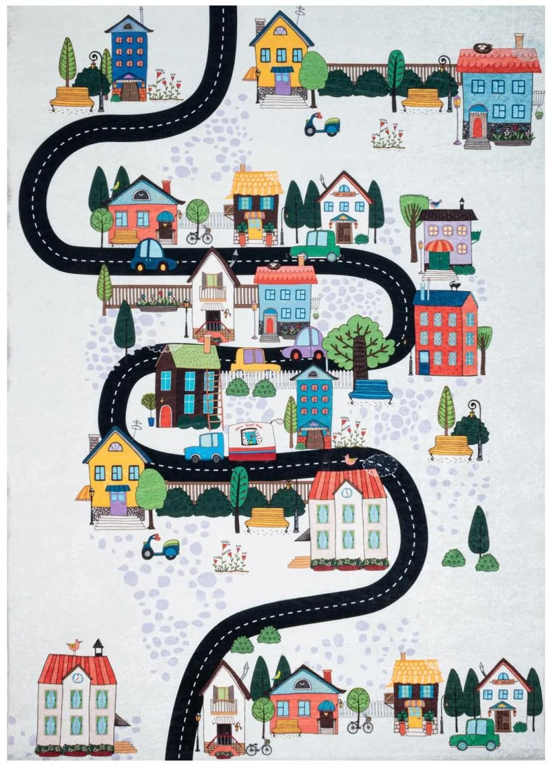 Tapis enfant blanc motif VILLE URBAINE