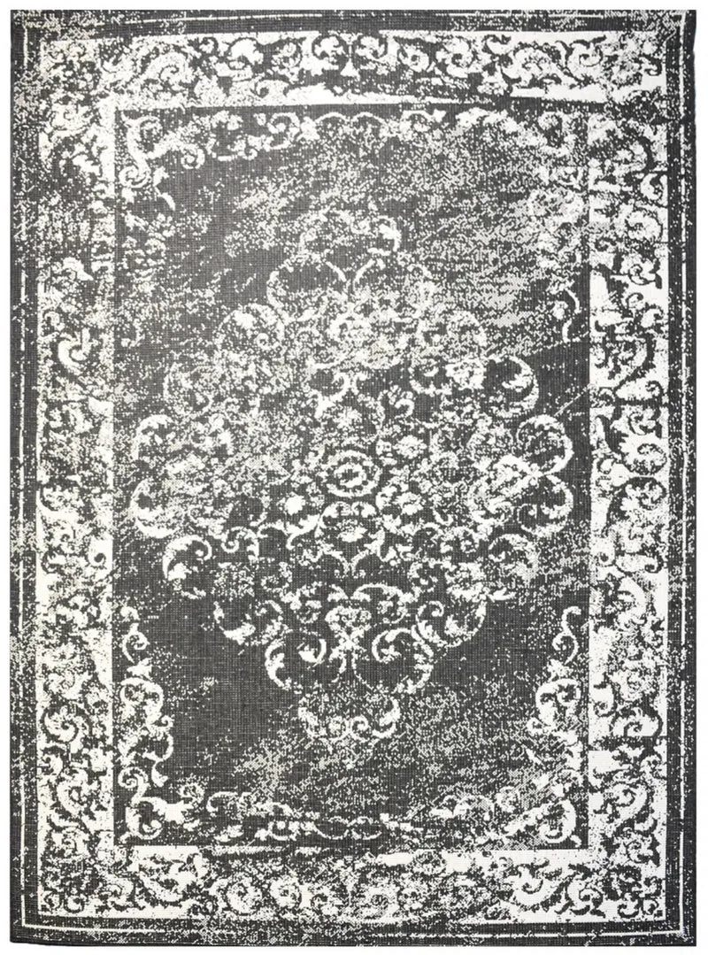 Tapis Noir Vintage pour salon réversible MEDAILLON