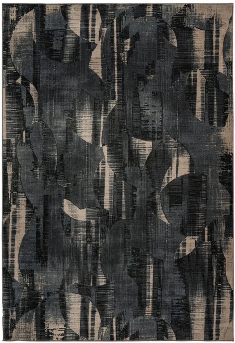 Tapis en Fibres Recyclés Noir Abstrait ASPECT