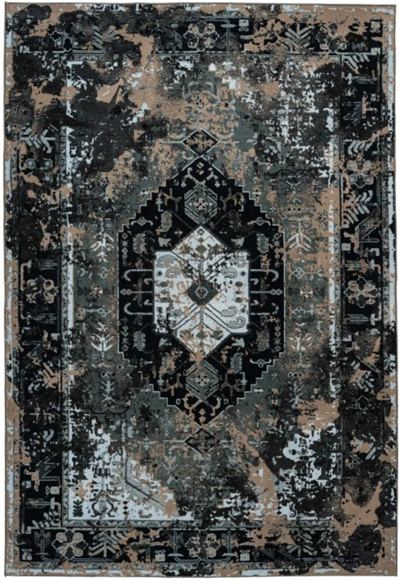 Tapis en Fibres Recyclés Noir Vintage RETRO