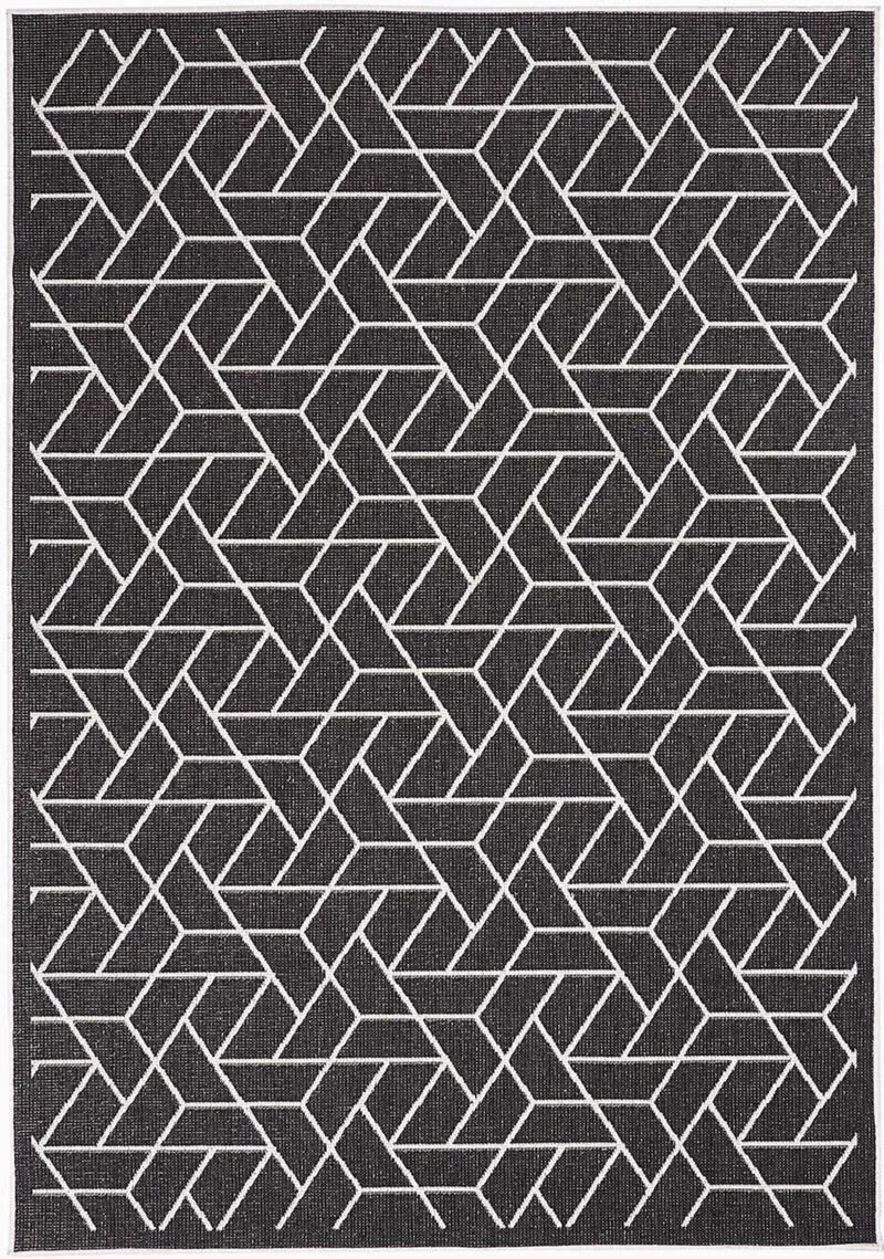 Tapis Extérieur réversible Noir Graphique BRIKA