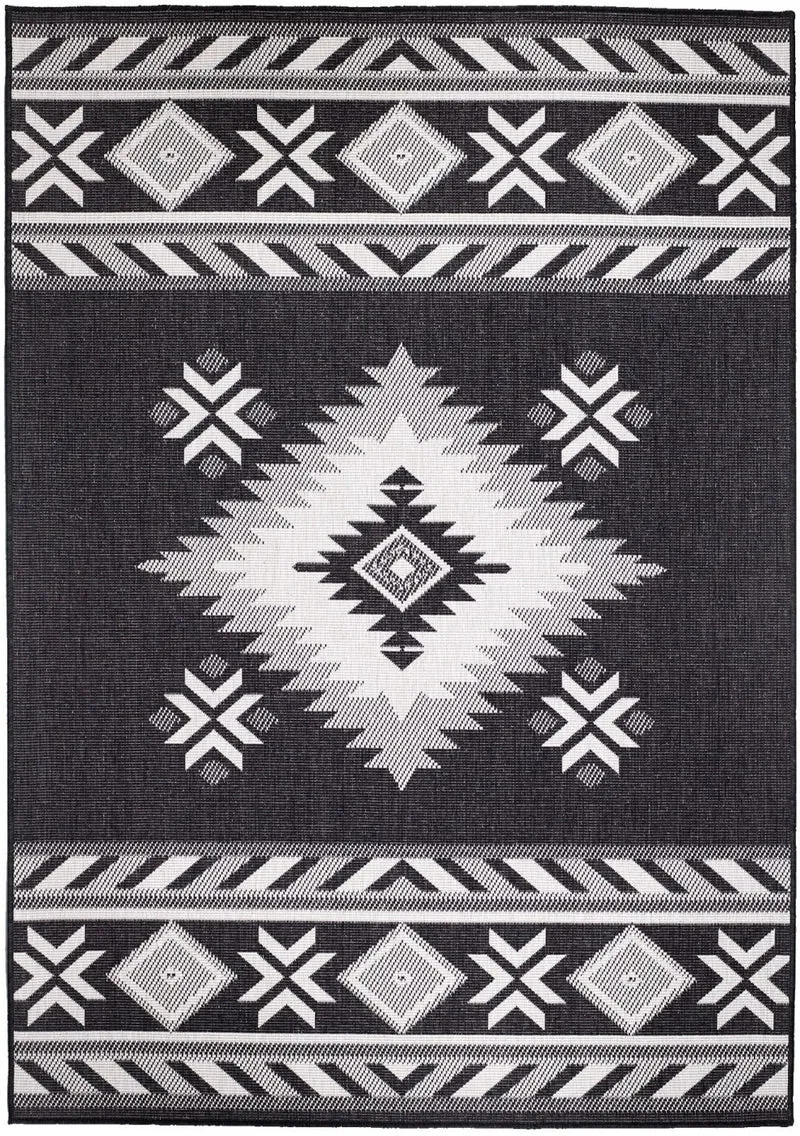 Tapis Extérieur réversible Noir Scandinave SNOWA