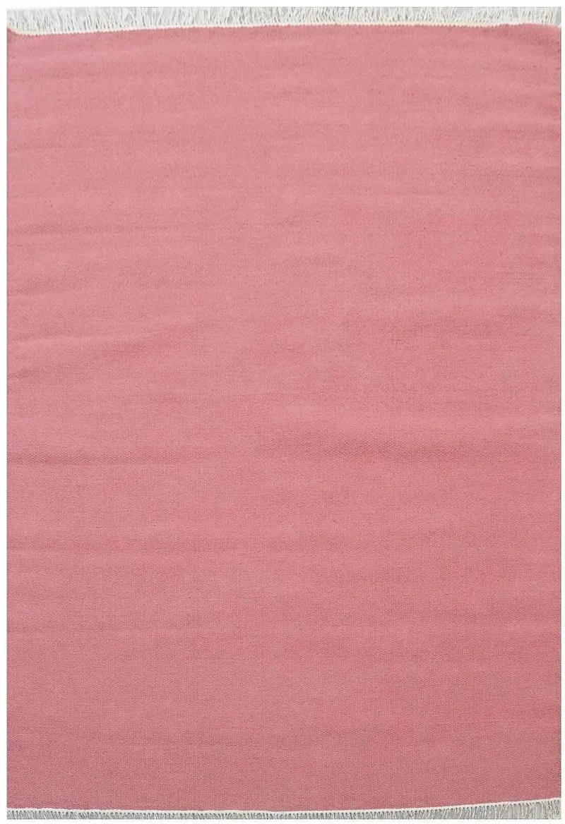 Tapis Rose Uni en Laine tissé main kilim BAYA IBAY