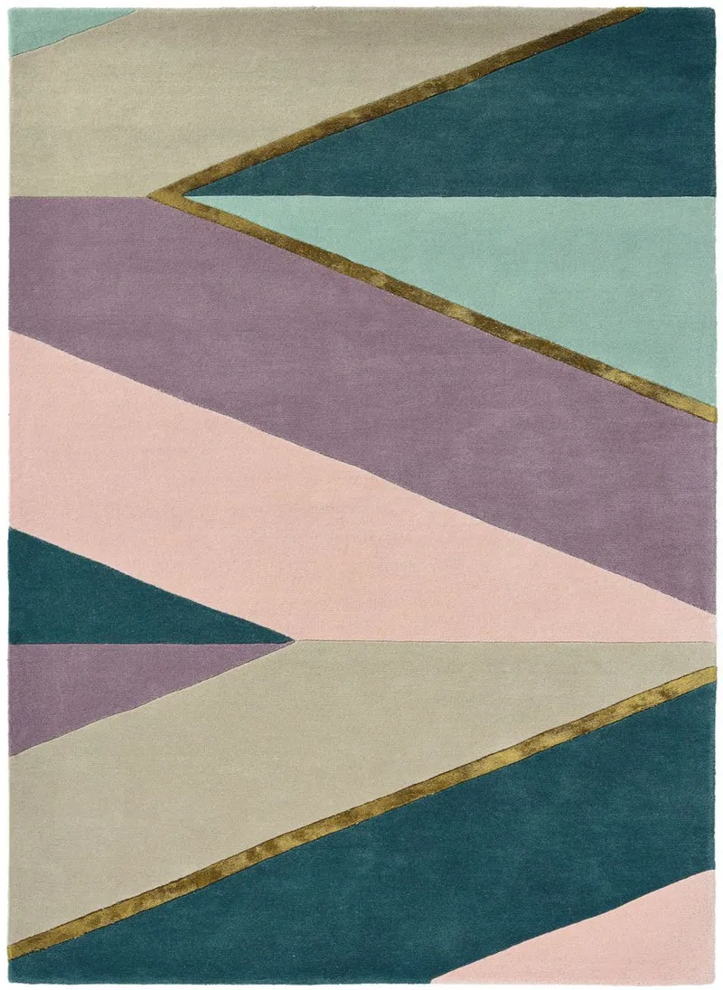 Tapis en Laine Graphique Rose fait main SAHARA TB