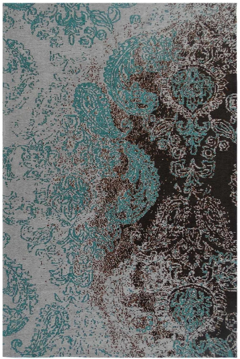 Tapis de Salon Bleu Baroque tissé main MOTOA