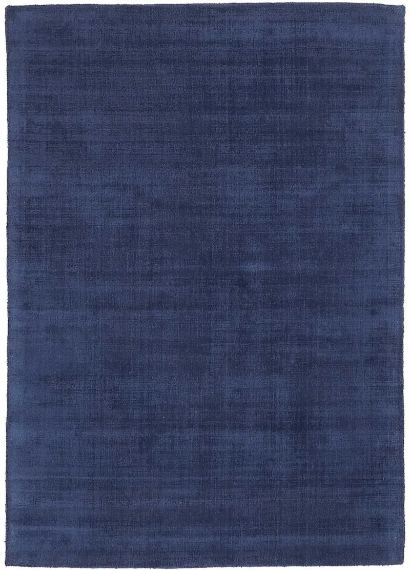 Tapis Bleu Uni en polyester fait main NEO