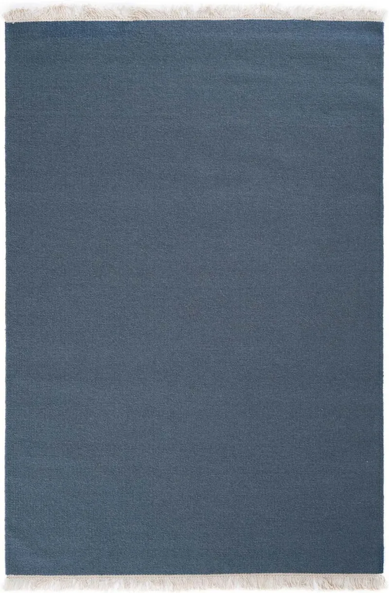 Tapis Bleu Uni en Laine tissé main kilim BAYA IBAY