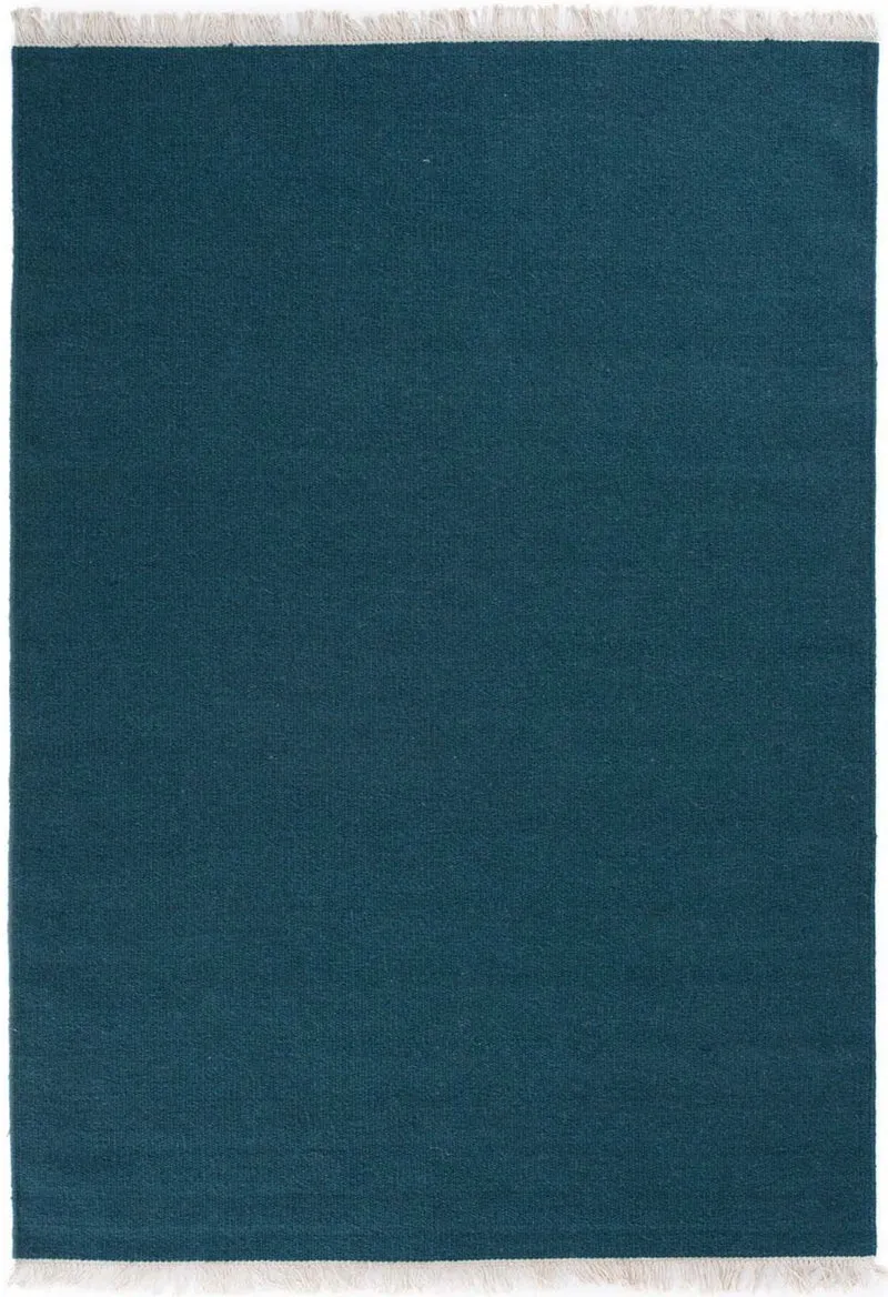 Tapis Bleu nuit Uni en Laine tissé main kilim BAYA IBAY