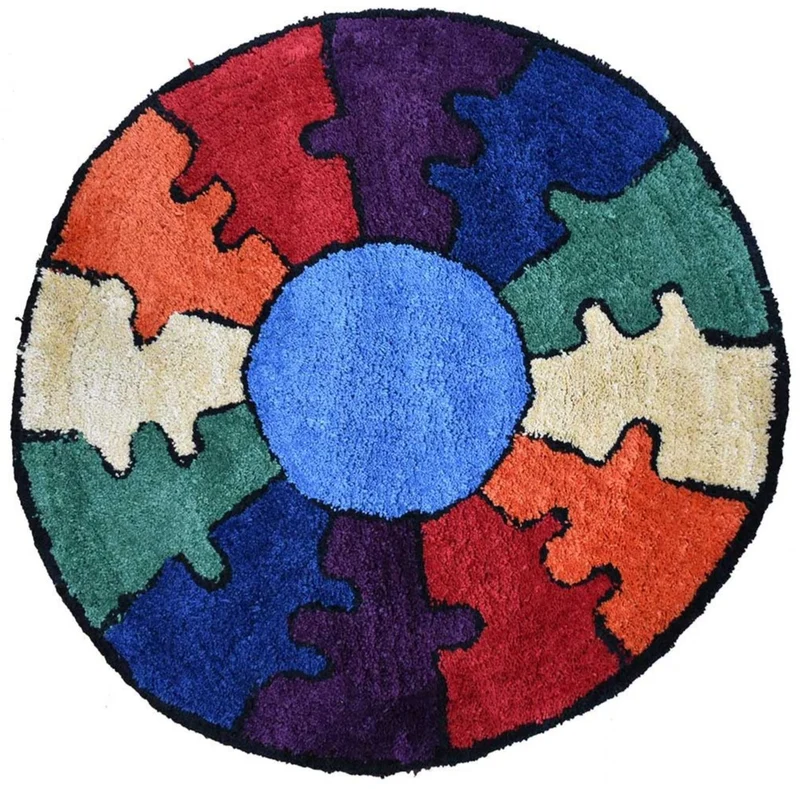 Tapis Rond de Chambre Multicolore CERCLE PUZZLE