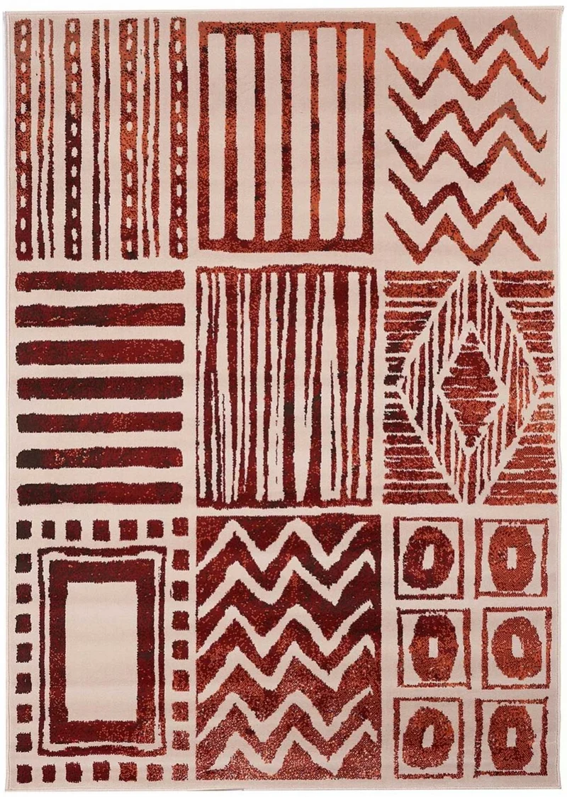 Tapis de Salon Orange type Ethnique MULTIFO