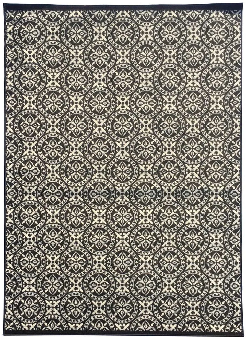 Tapis de Salon Noir Graphique BC RONTRI