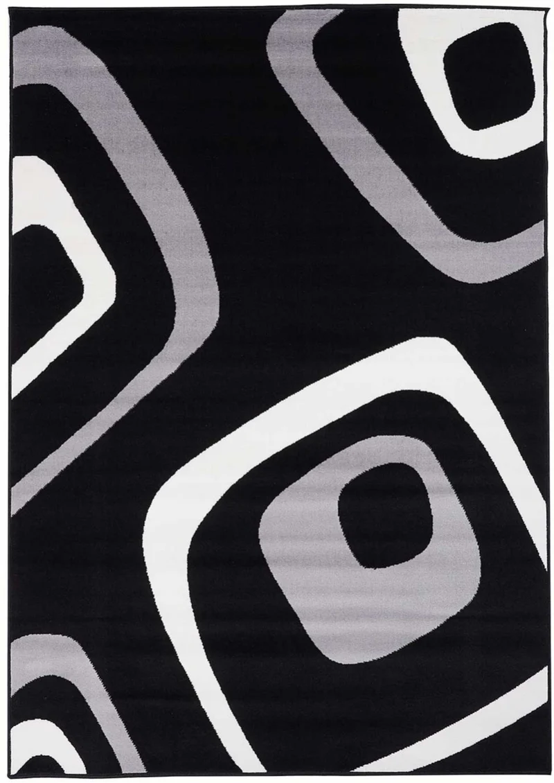Tapis de Salon Noir Contemporain Seventies SEPTOC