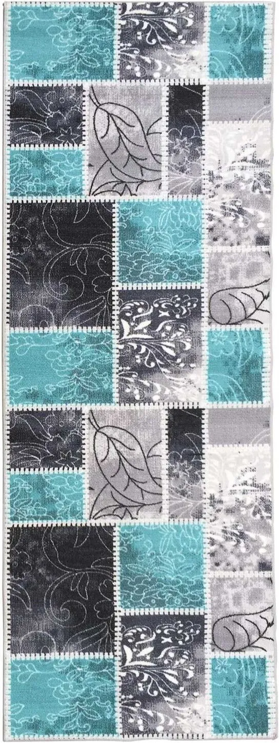 Tapis de Cuisine Turquoise Patchwork VINTAGE