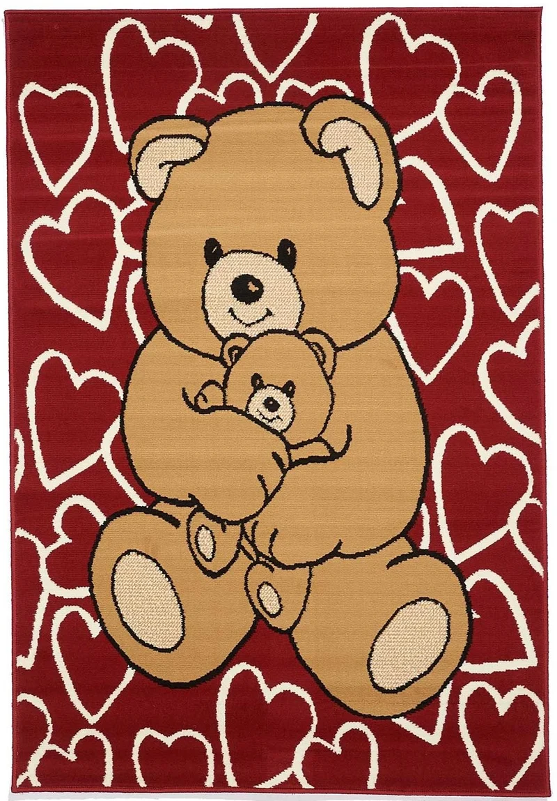 Tapis de Chambre Rouge enfant TEDDY COEUR