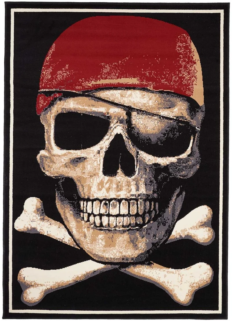 Tapis de Chambre Noir Pirate BC SKULL